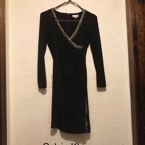 Calvin Klein faux wrap dress with studs